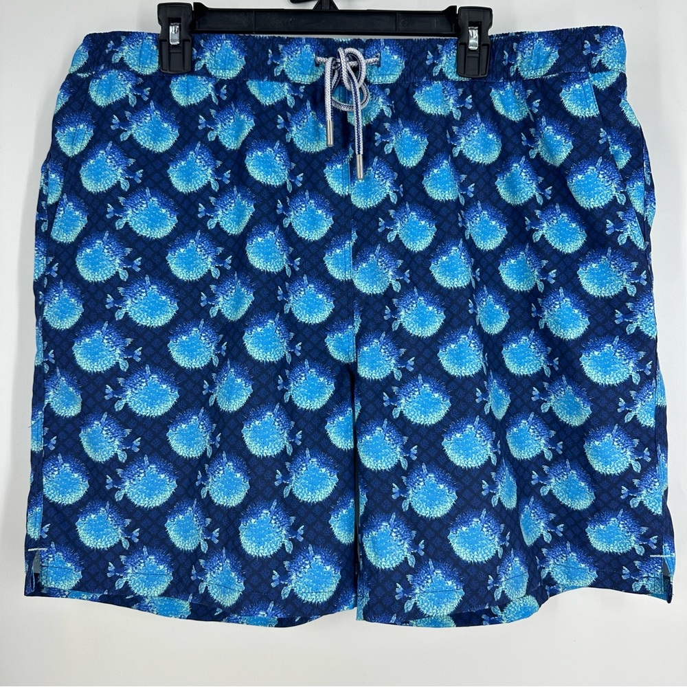 PETER MILLAR Men’s Blowfish Printed Swim Trunks Sz XL Seaside Collection